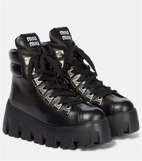 miu miu leather platform boots|Boots and Ankle Boots For Women: Platform & Flat Booties .